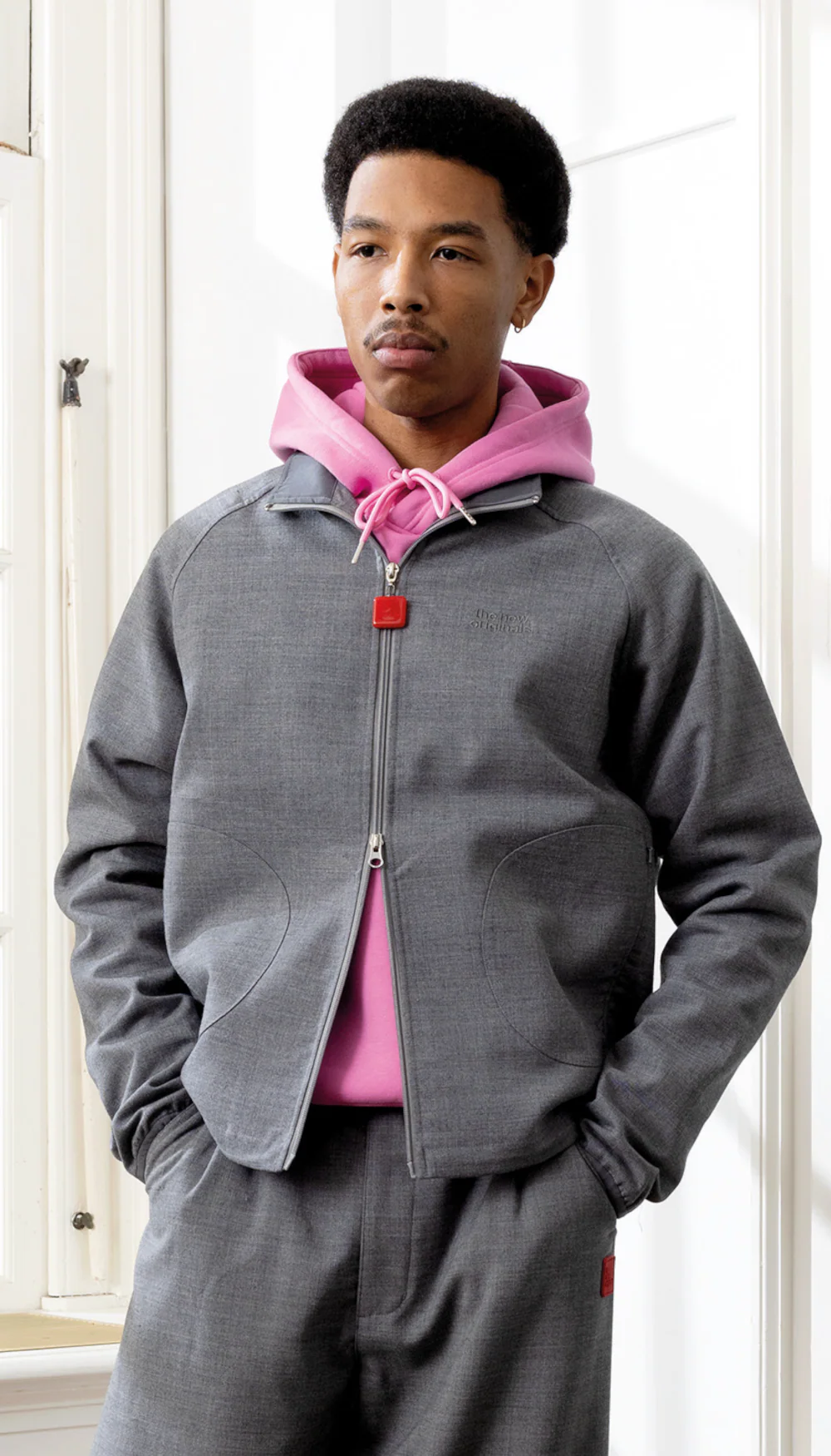 Emblem Tech Jacket Black | Light Grey melange - Image 6