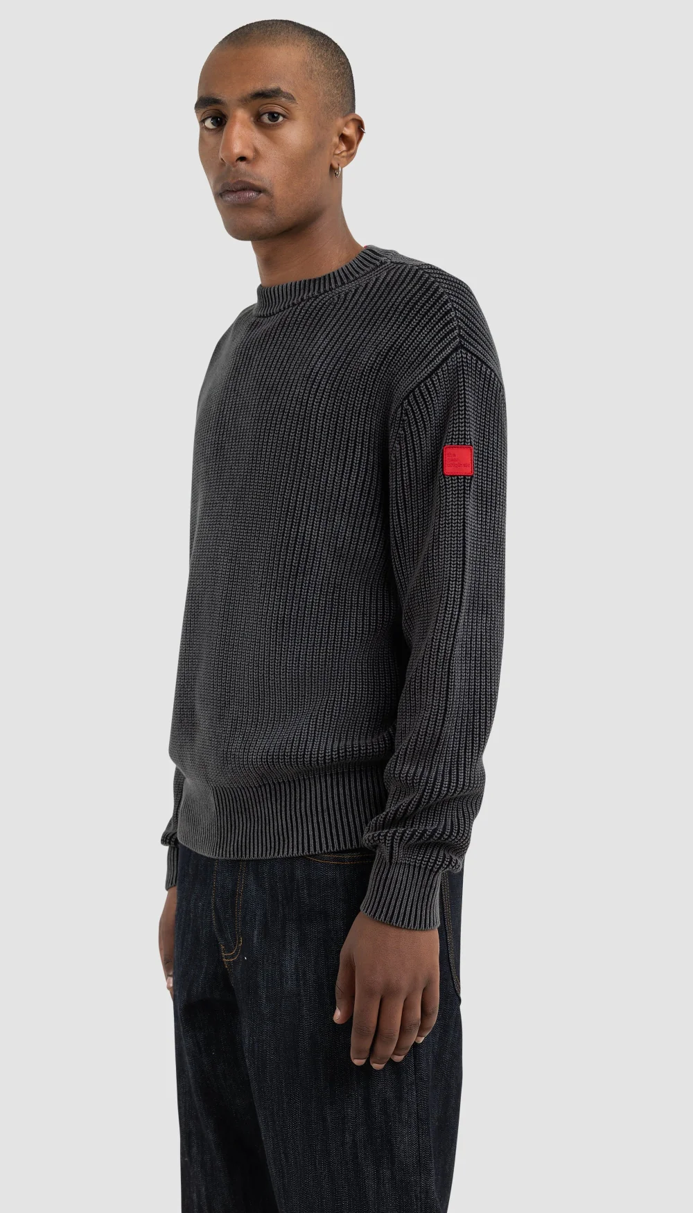 Fisherman Rib Knit Crewneck Black | Black - Image 3