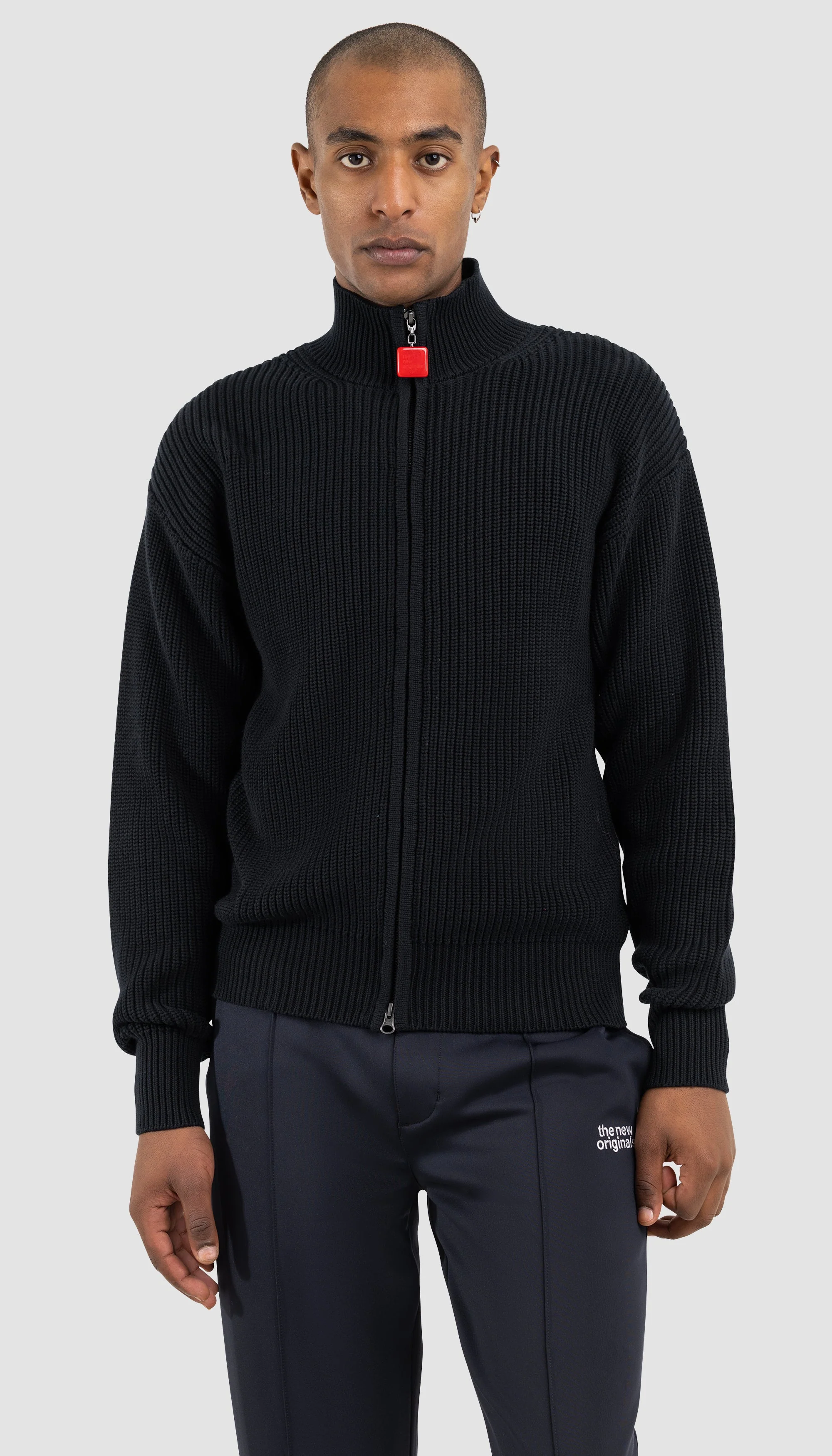 Fisherman Rib Zip Up Sweater Black | Black - Image 3