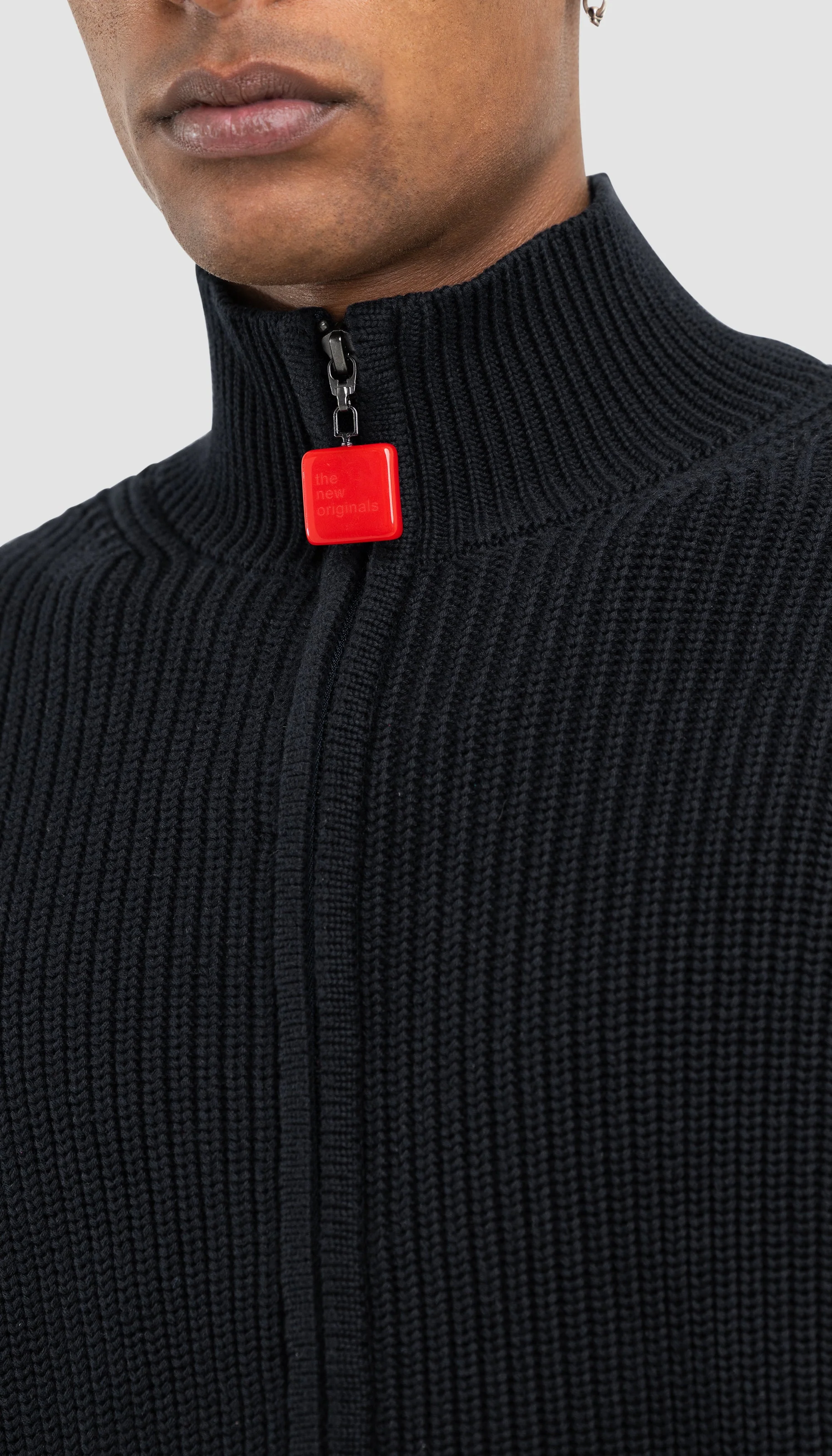Fisherman Rib Zip Up Sweater Black | Black - Image 4