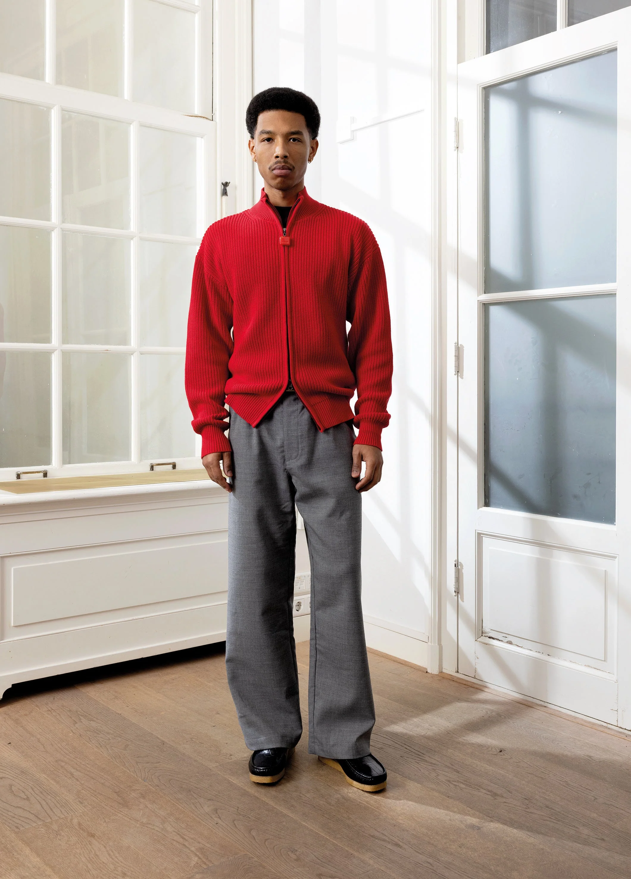 Fisherman Rib Zip-Up Sweater Red | red - Image 3